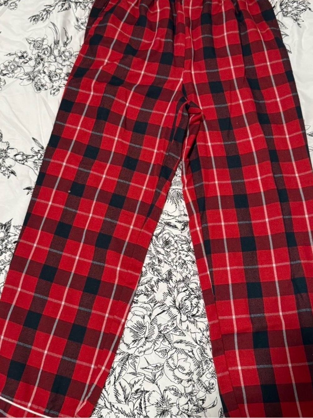Disney Red and Black Plaid Kids Sweatpants